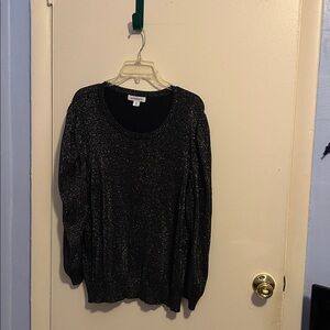 Liz Claiborne 0X Long Sleeve Black with Silver Glitter Blouse
